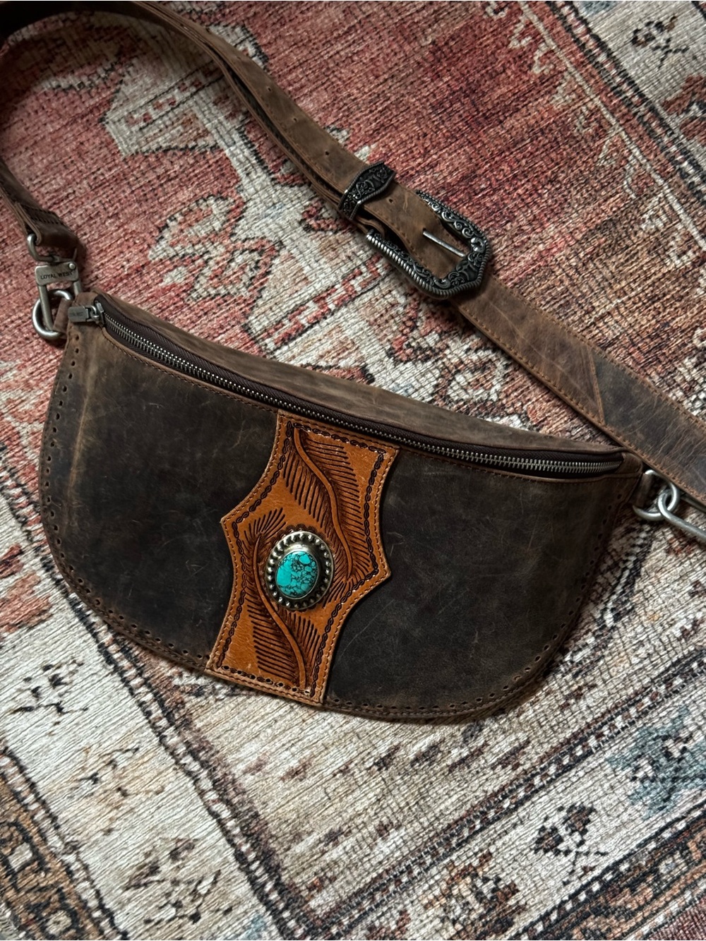 Loyal West Cowgirl Distressed Leather Belt Bag